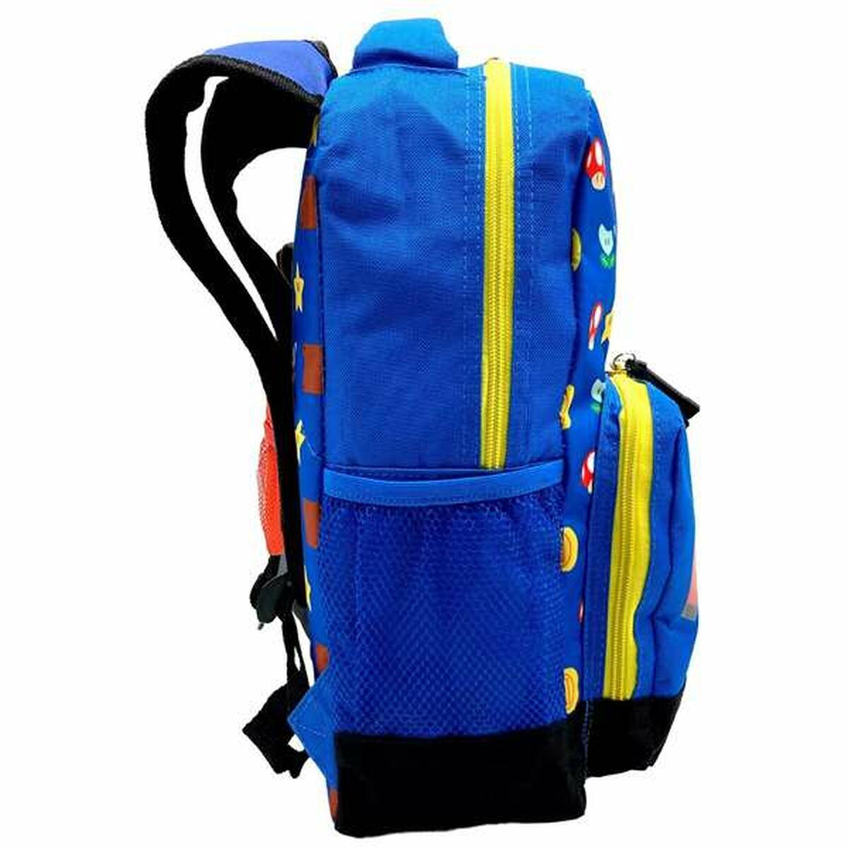 Mochila Escolar Super Mario Azul 35 x 24 x 12 cm