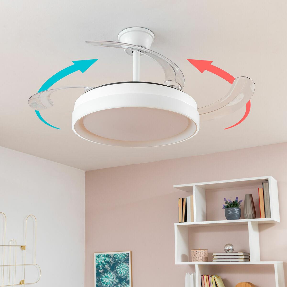Ventilador de Techo con Luz LED y 4 Aspas Retráctiles Blalefan InnovaGoods Blanco 72 W Ø49,5-104 cm (Reacondicionado C)
