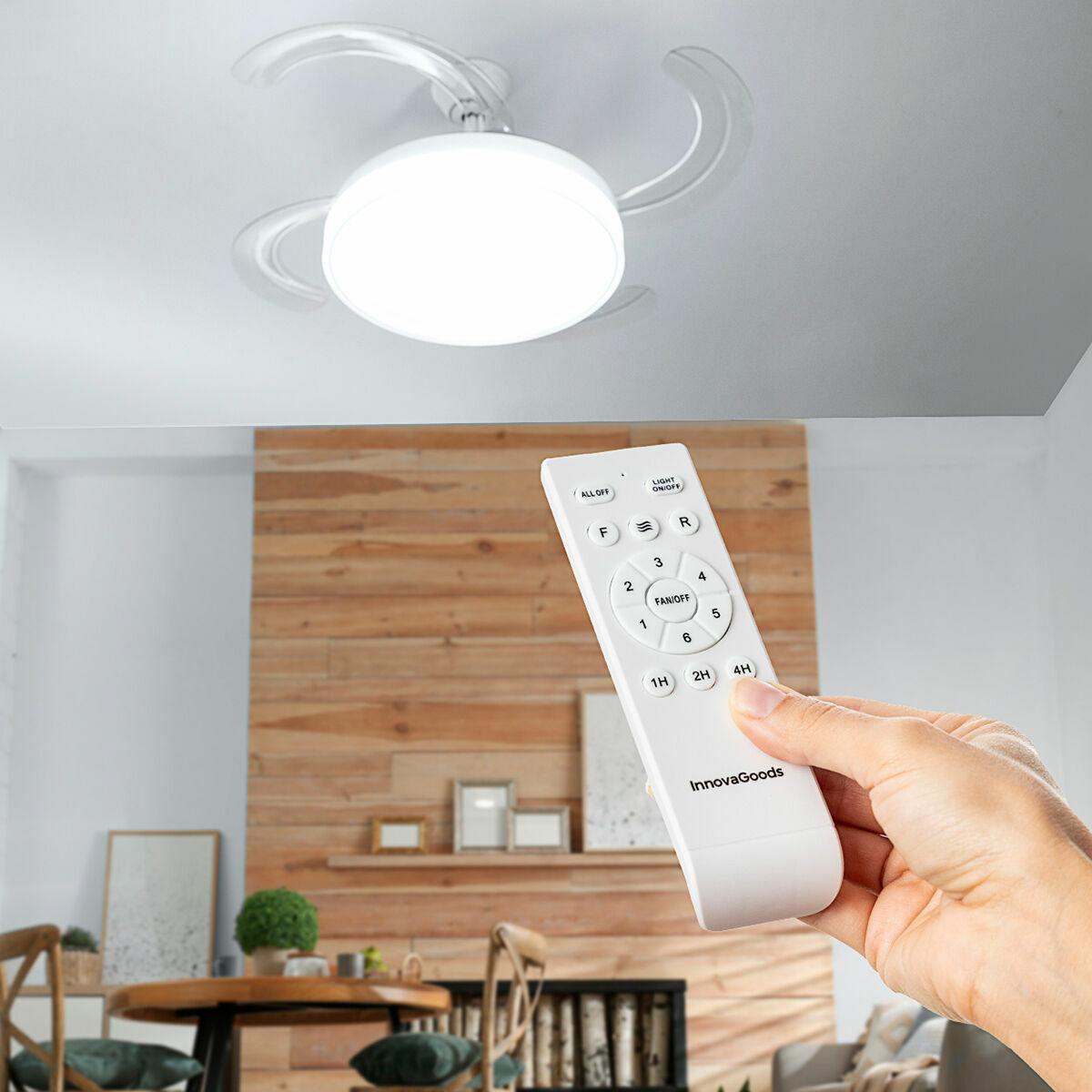 Ventilador de Techo con Luz LED y 4 Aspas Retráctiles Blalefan InnovaGoods Blanco 72 W Ø49,5-104 cm (Reacondicionado C)