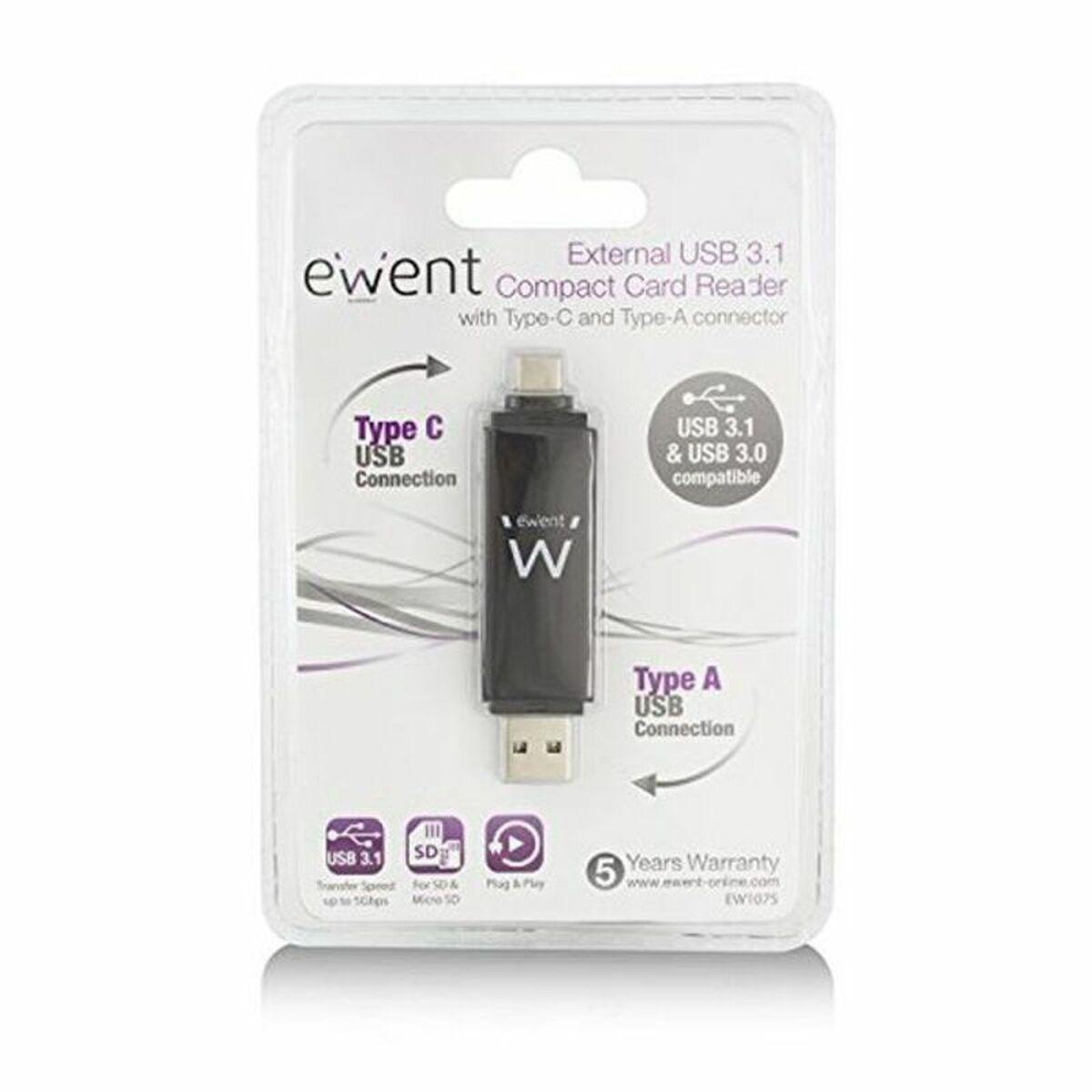 Lector de Tarjetas Ewent EW1075 USB 3.1 Gen 1 Negro