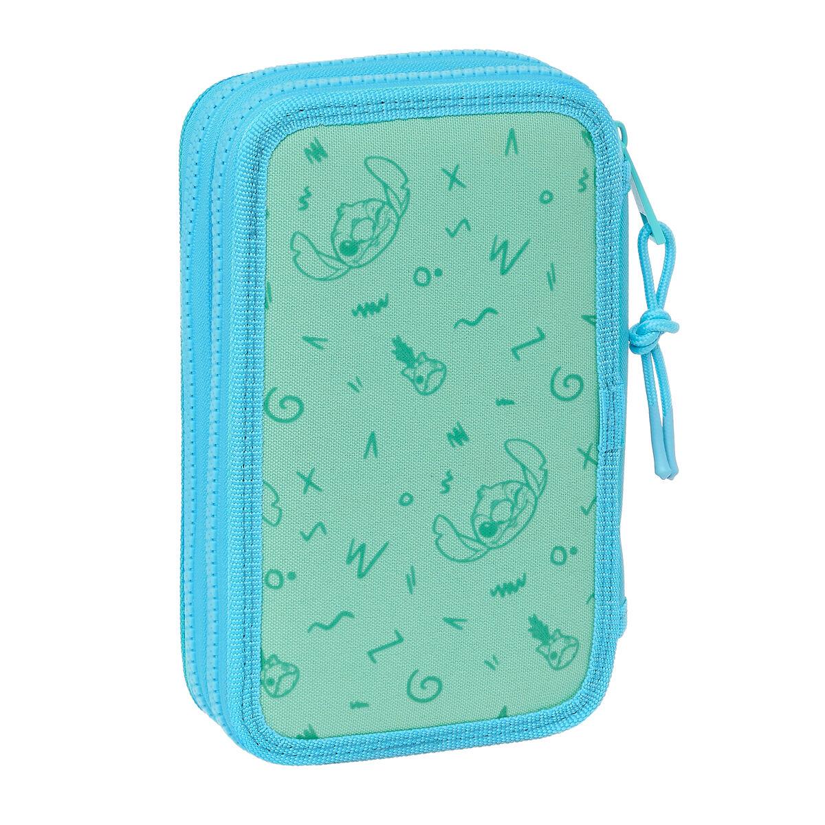 Plumier Doble Lilo & Stitch Aloha Turquesa 12.5 x 19.5 x 4 cm 28 piezas