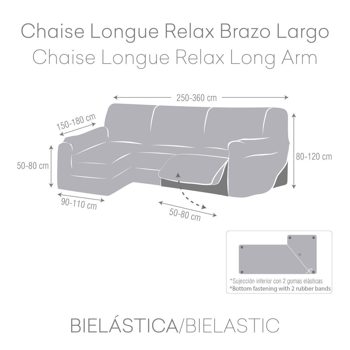 Funda para chaise longue de brazo largo izquierdo Eysa ROC Beige 180 x 120 x 360 cm