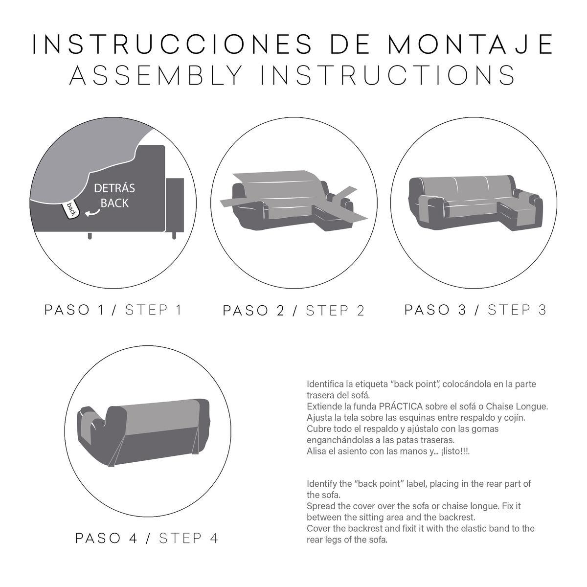Funda para chaise longue de brazo corto izquierdo Eysa LEVANTE Beige Lino 100 x 110 x 290 cm