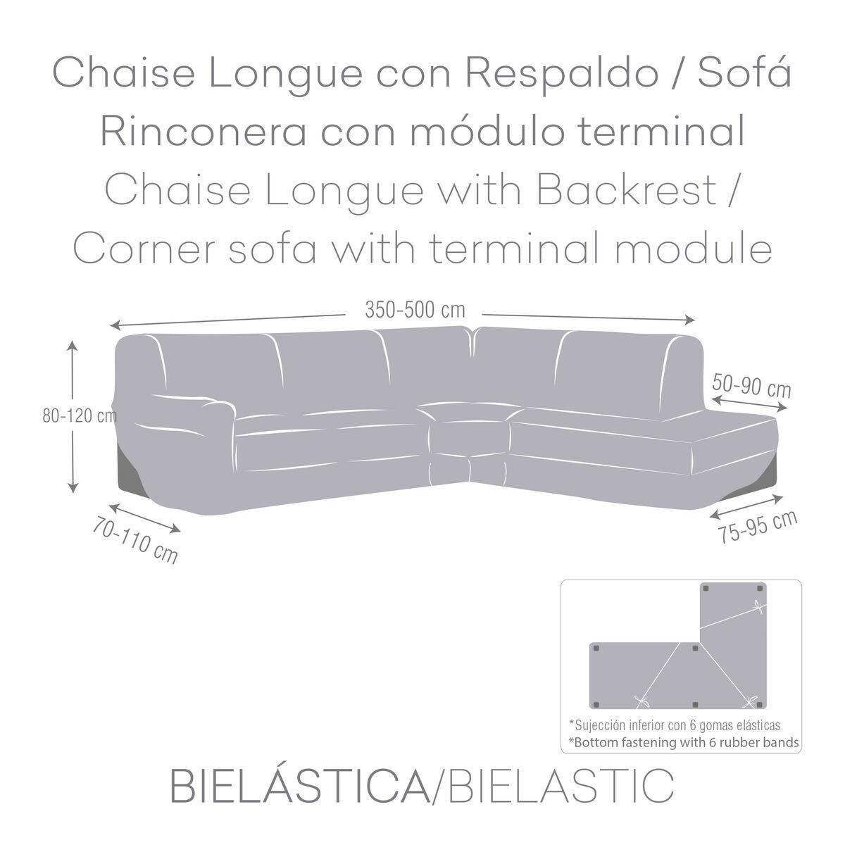 Funda para chaise longue de brazo largo derecho Eysa ROC Teja 110 x 120 x 500 cm