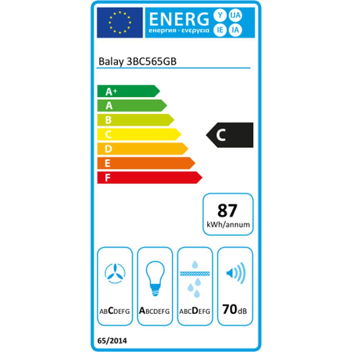 Campana Convencional Balay 3BC565GB 60 cm 530 m3/h 70 dB 216W Blanco A+