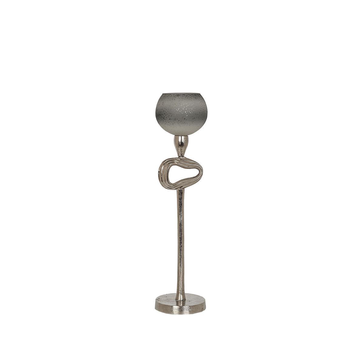 Portavelas Romimex Beige Plateado Vidrio Aluminio 12 x 48 x 12 cm Bola