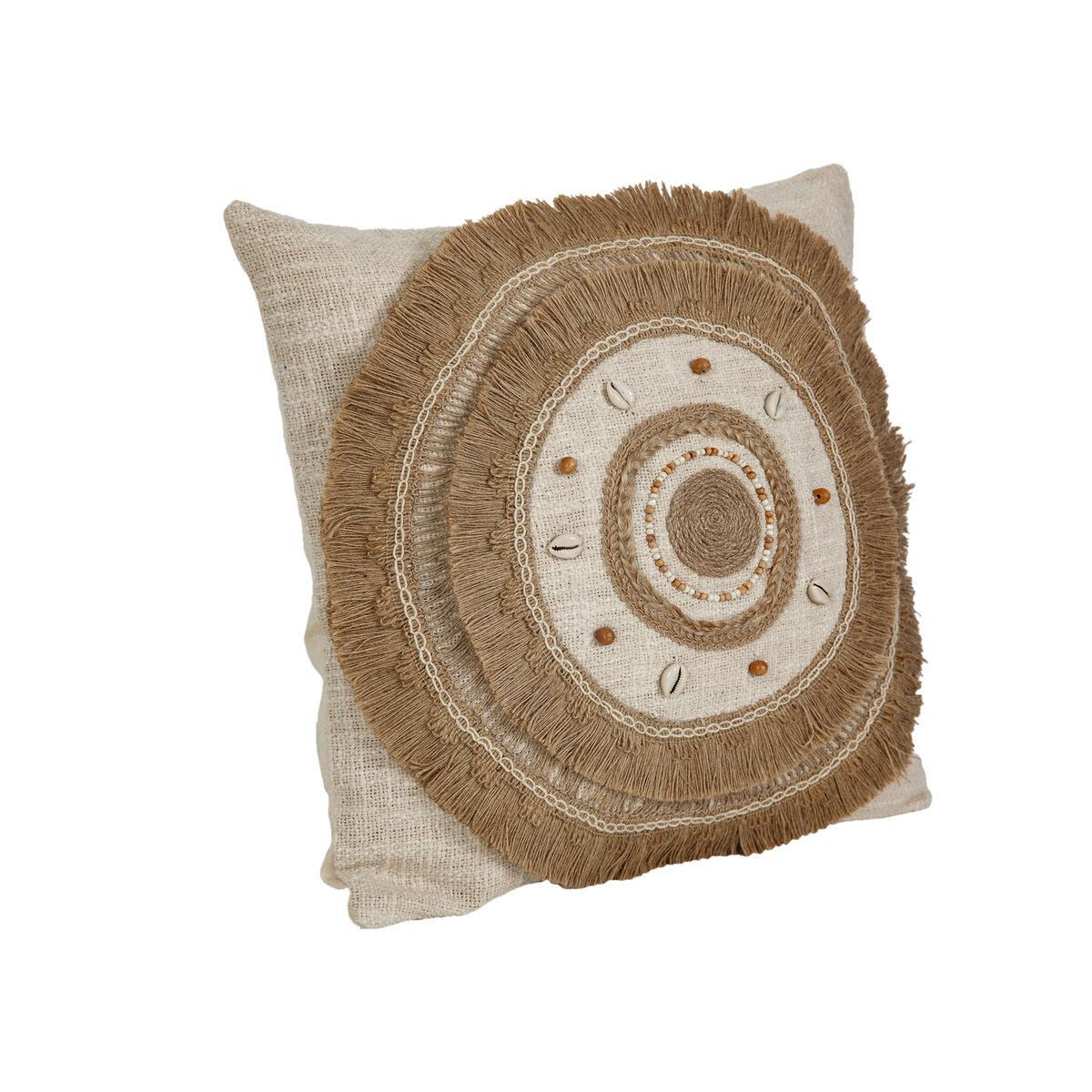 Cojín Romimex Beige Crema Conchas 45 x 8 x 45 cm Bordado