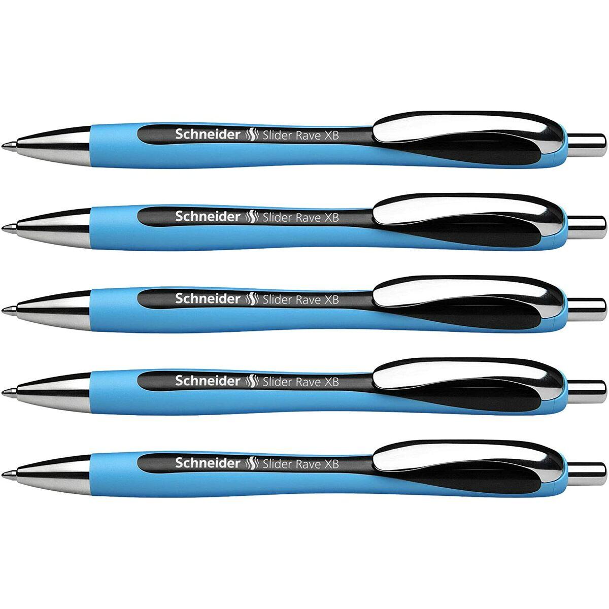 Bolígrafo Schneider SLIDER RAVE XB Azul Recargable Negro (5 Piezas)