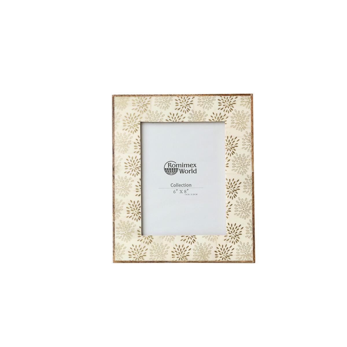 Marco de Fotos Romimex Dorado Madera Hueso 23 x 28 x 2 cm