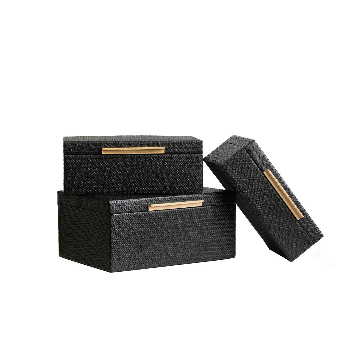 Juego de Cajas Decorativas Romimex Negro (3 Piezas)