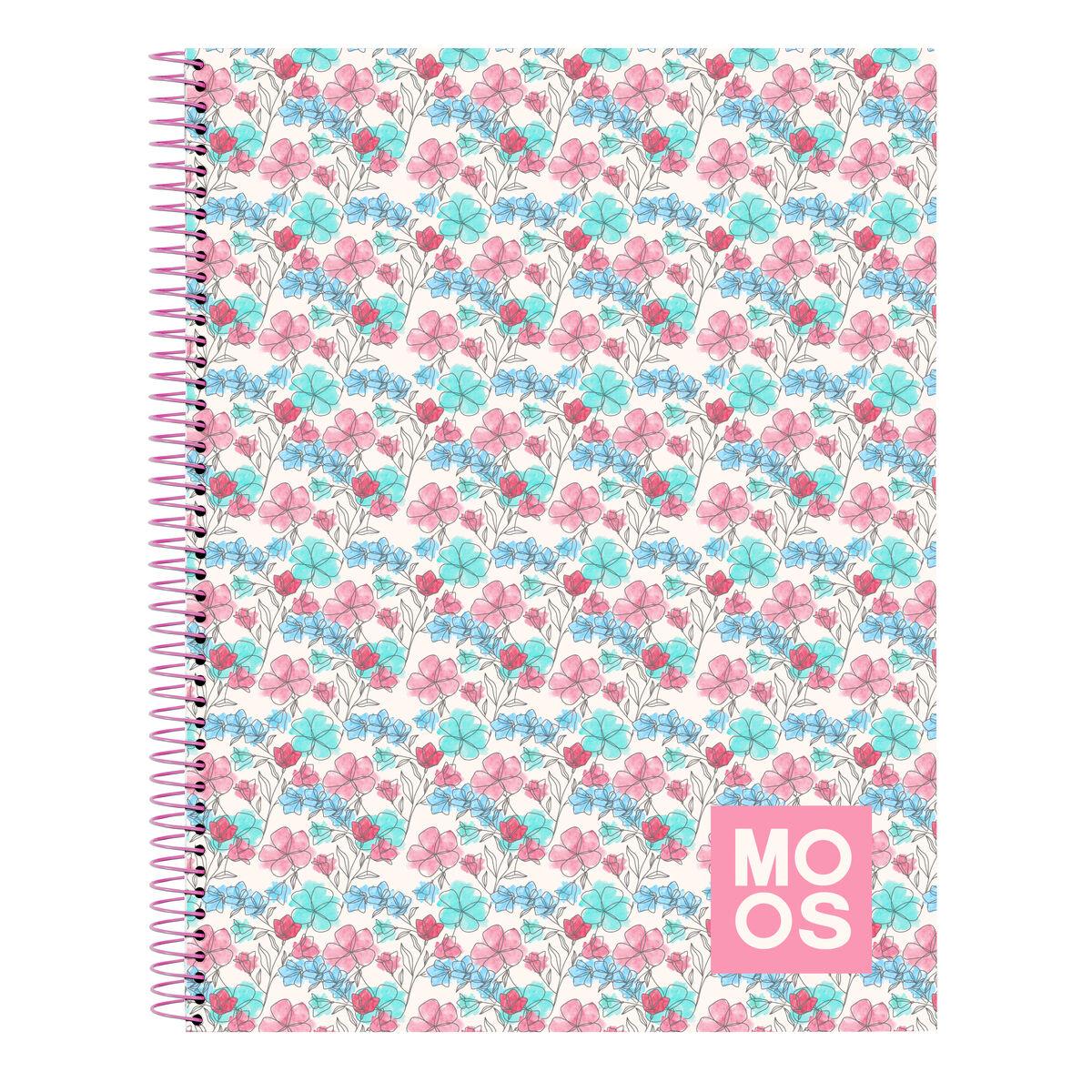 Libreta Moos Flores Multicolor A4 120 Hojas