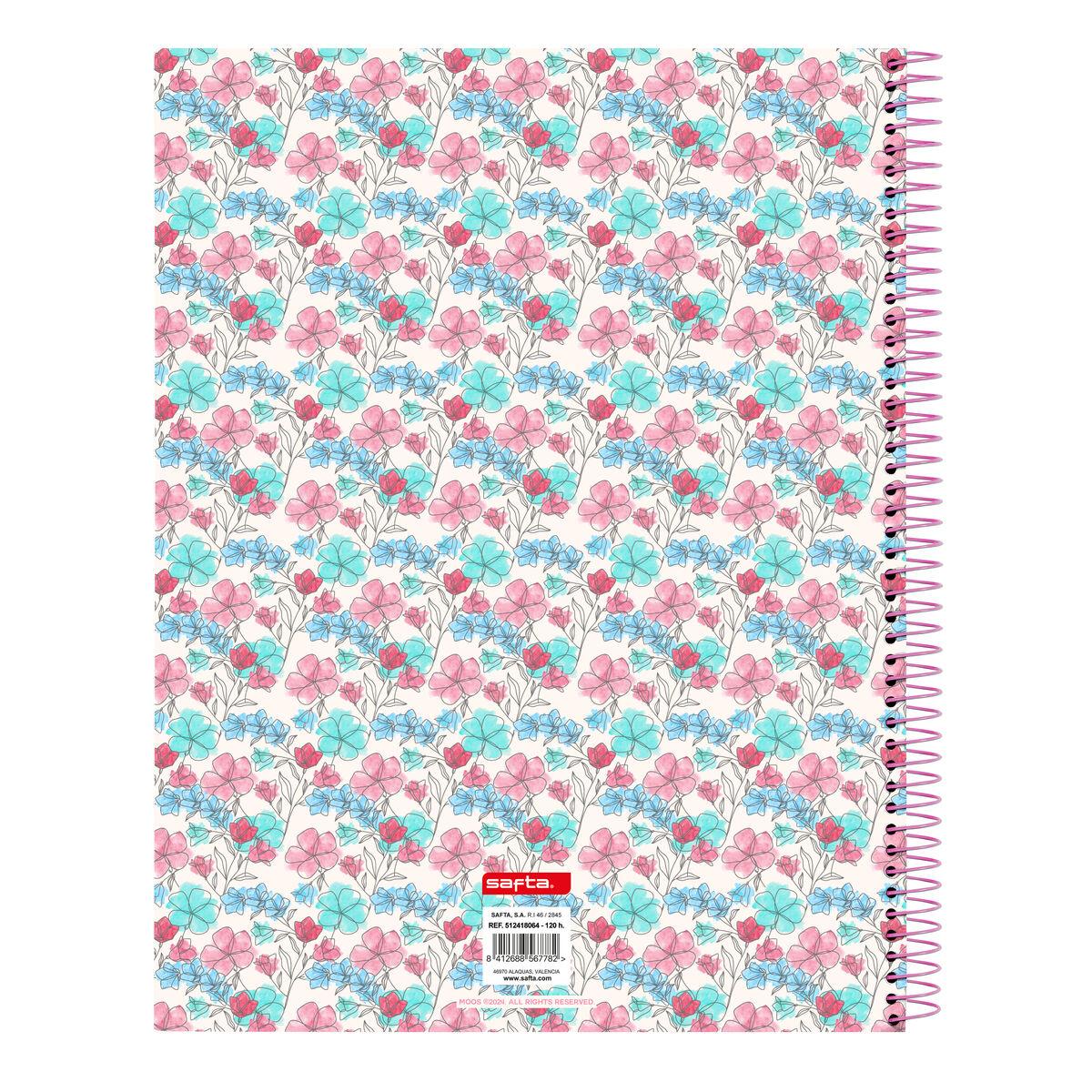 Libreta Moos Flores Multicolor A4 120 Hojas