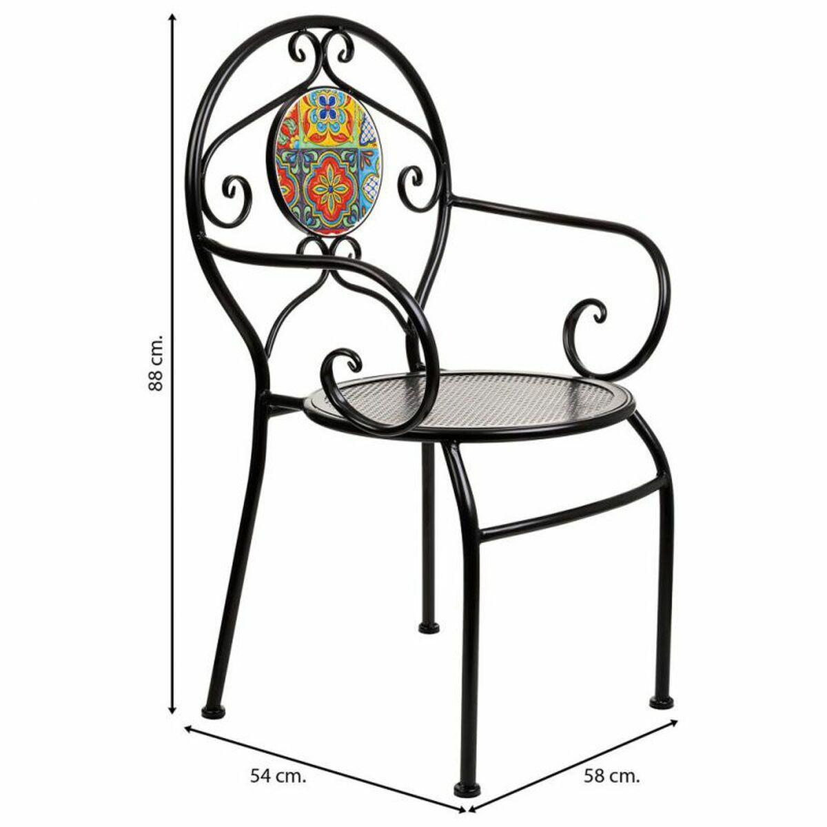 Silla de Jardín Alexandra House Living Negro Hierro Azulejo 54 x 88 x 58 cm
