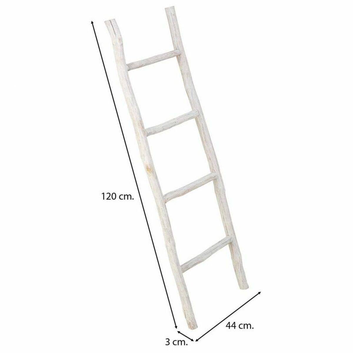 Estantería Alexandra House Living Blanco Madera de Paulonia 3 x 120 x 44 cm Escalera