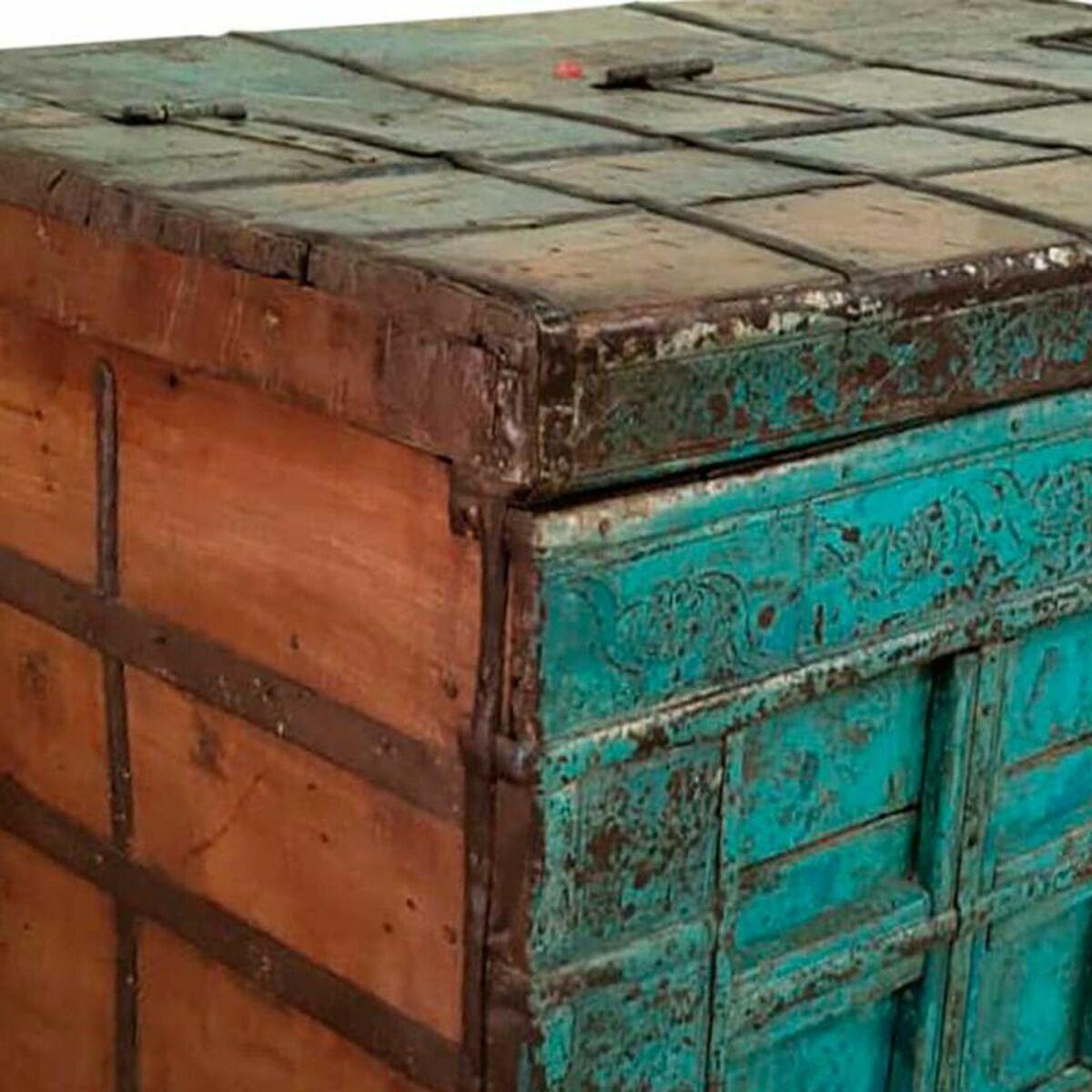 Baúl Alexandra House Living Azul Madera de mango 70 x 75 x 108 cm