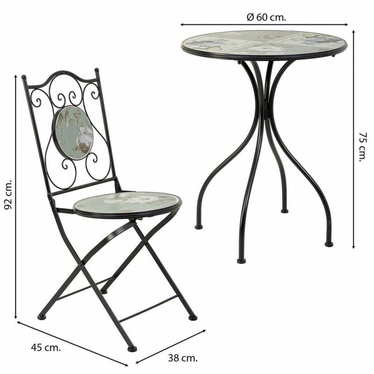 Conjunto de Mesa con 2 Sillas Alexandra House Living Negro 60 x 75 x 60 cm