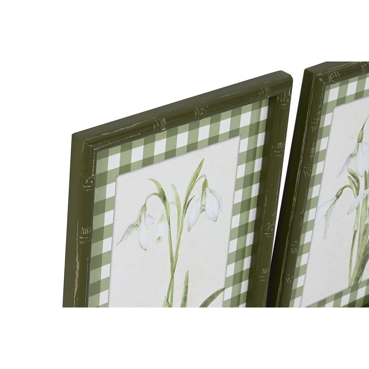 Cuadro Home ESPRIT Verde Beige Shabby Chic Plantas botánicas 30 x 2,5 x 40 cm (4 Unidades)