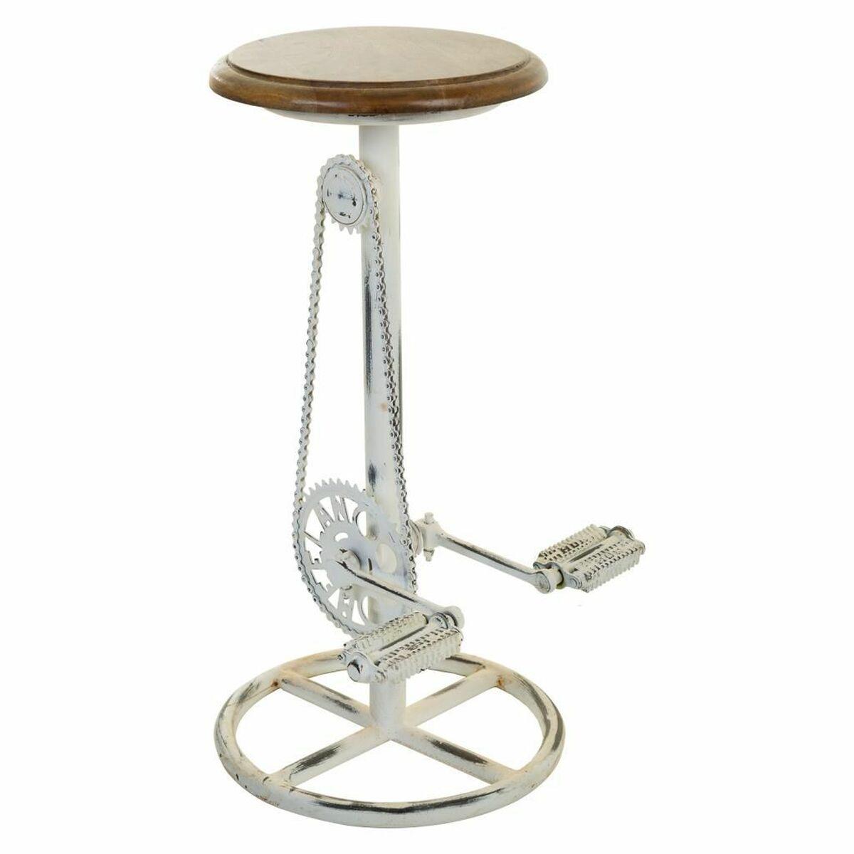 Taburete Alexandra House Living Blanco Café Metal Madera MDF 40 x 73 x 40 cm Pedales