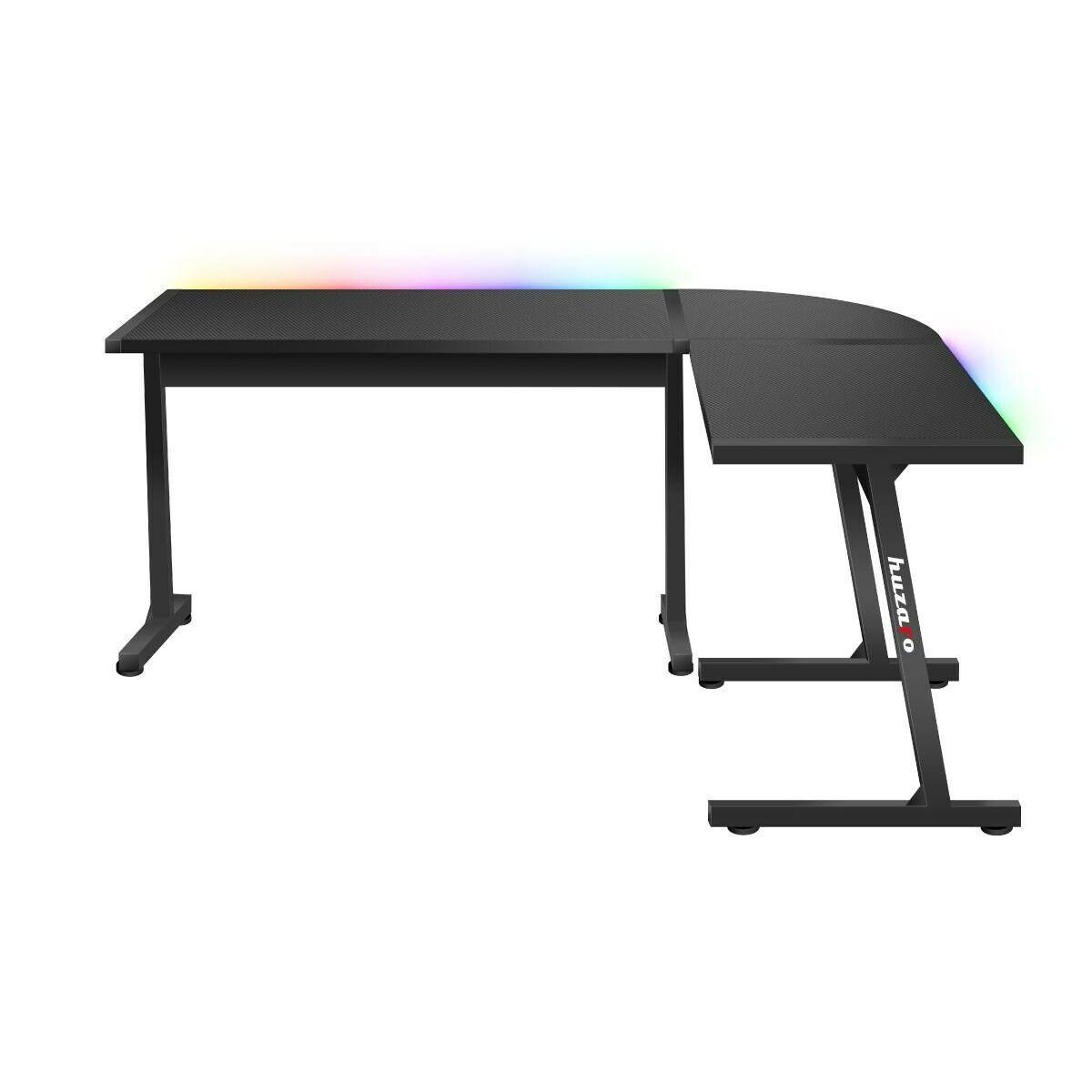 Mesa de Escritorio Gaming Huzaro HZ-Hero 6.0 Black RGB Negro Acero Fibra de carbono 147 x 74 x 112 cm