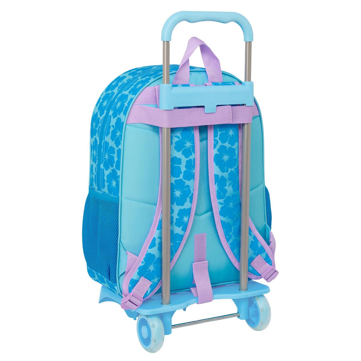 Mochila Escolar con Ruedas Lilo & Stitch Hawaii Azul 33 x 42 x 14 cm