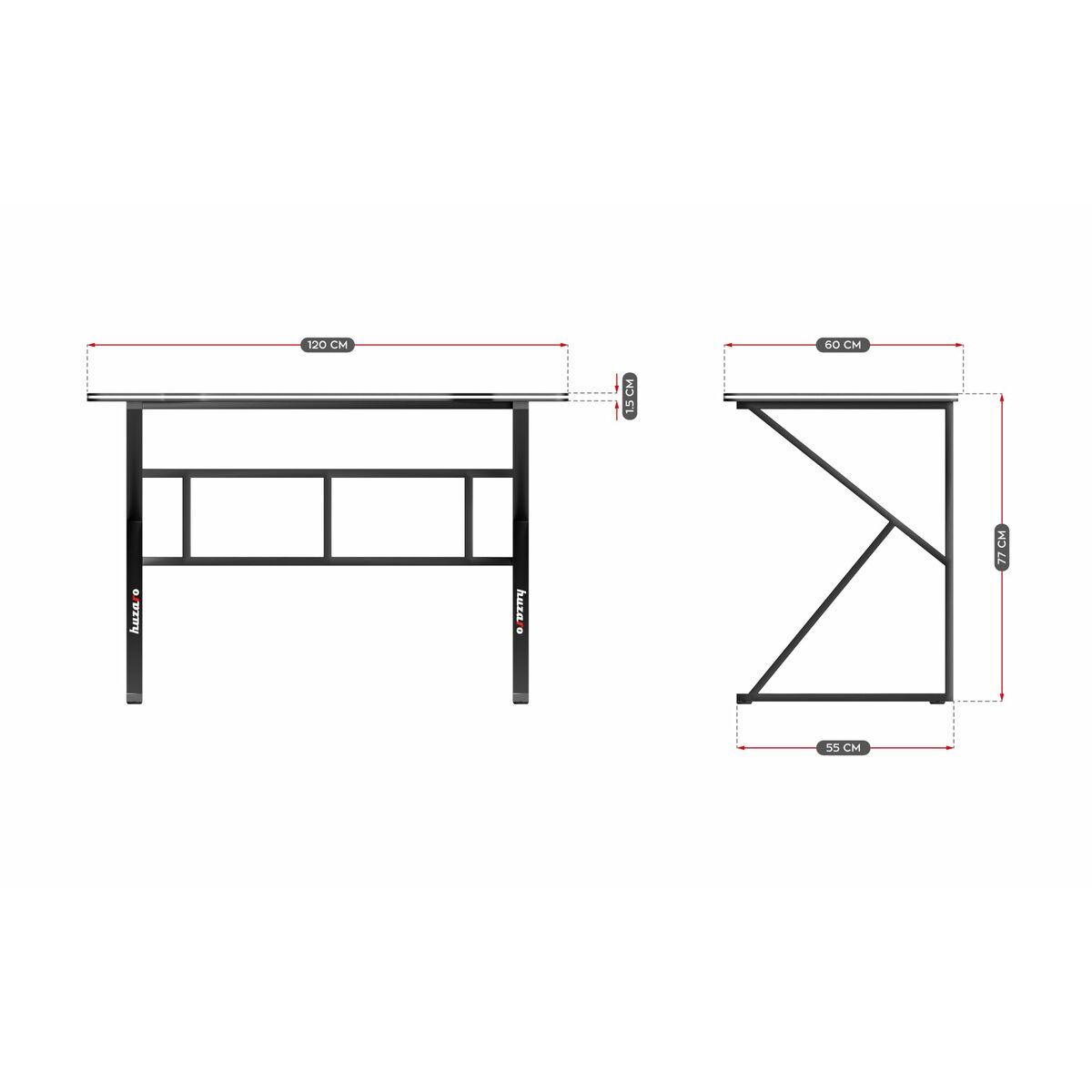 Mesa de Escritorio Gaming Huzaro HZ-Hero 1.6 Black Negro 120 x 75 x 60 cm