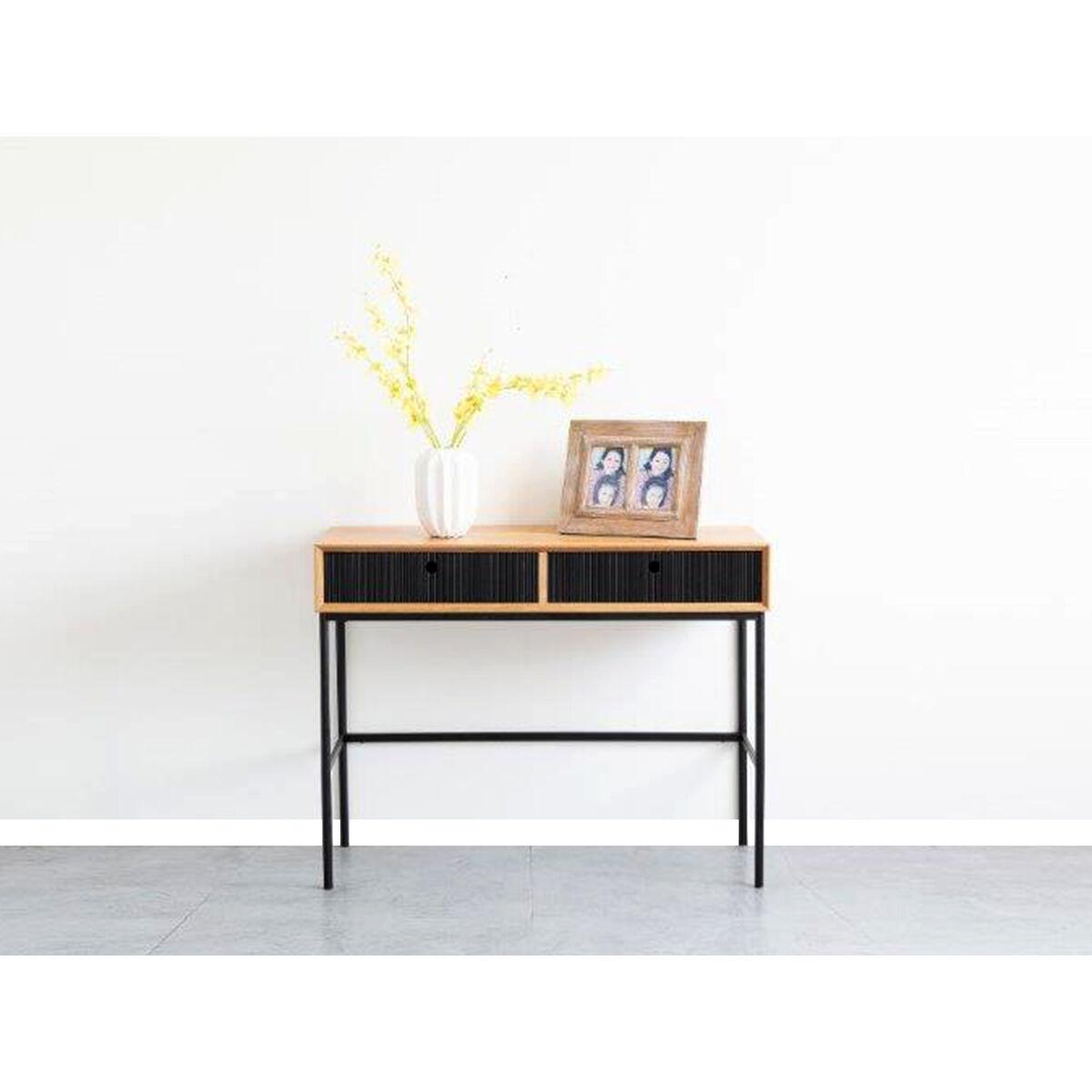 Consola Romimex Negro Natural Metal Madera MDF 107 x 47 x 28 cm