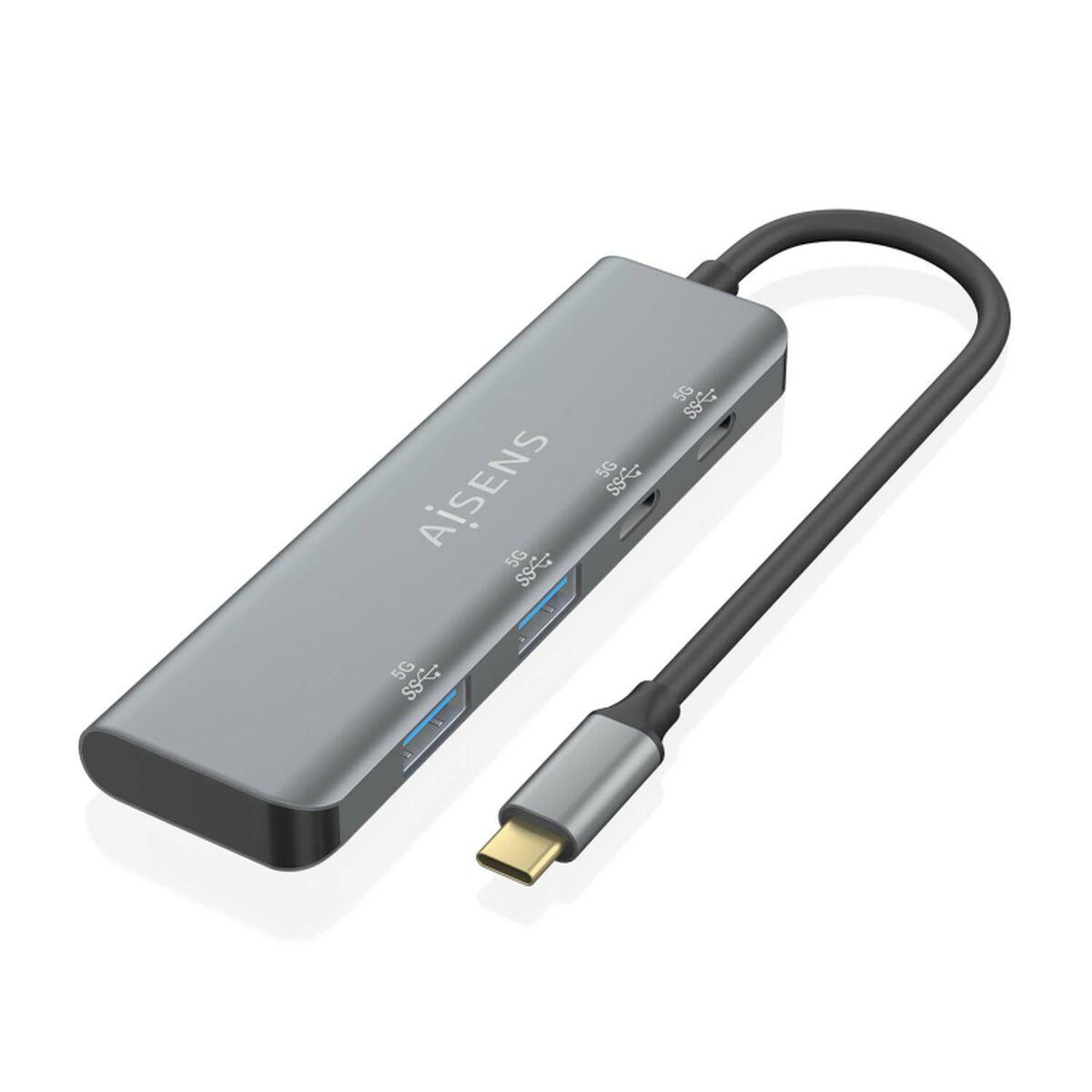 Hub USB Aisens Gris