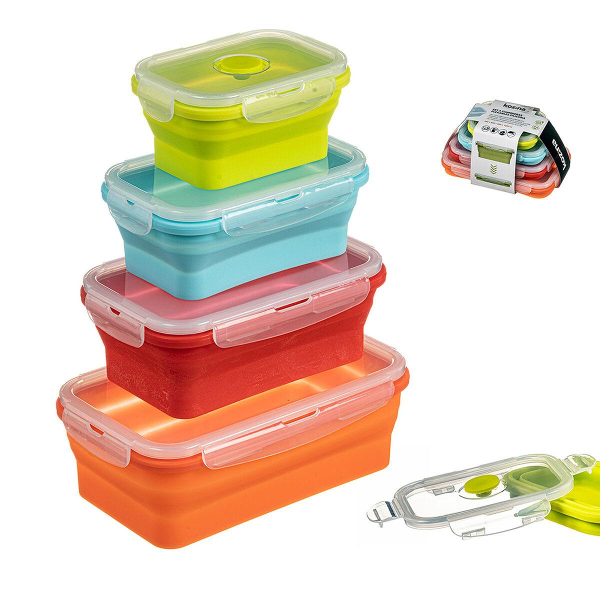 Set de Fiambreras Kozina Colores surtidos Silicona Plástico 350 ml 800 ml 1,2 L 540 ml (4 Unidades)