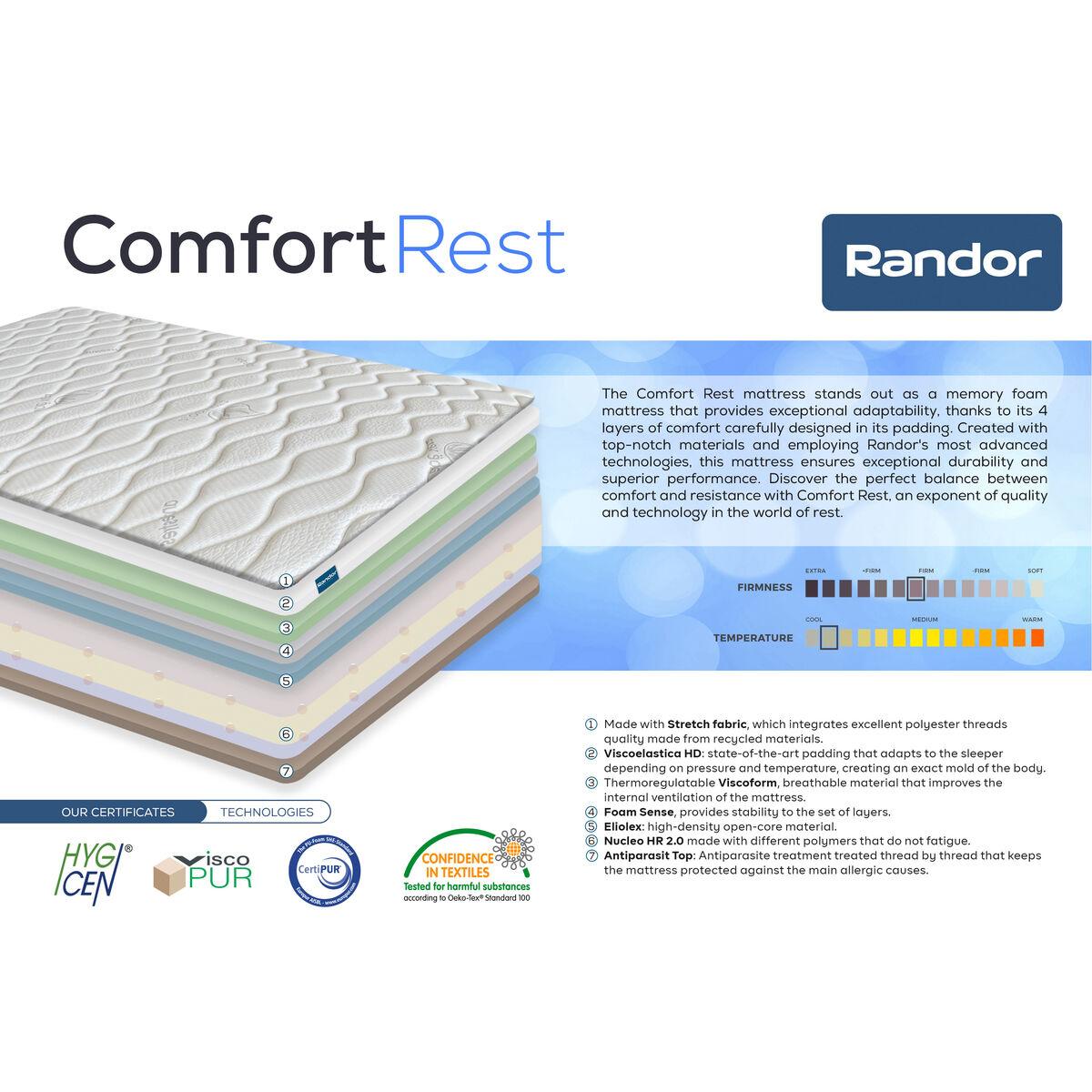 Colchón Viscoelástico Randor Comfort  Rest 140 x 190 x 24 cm