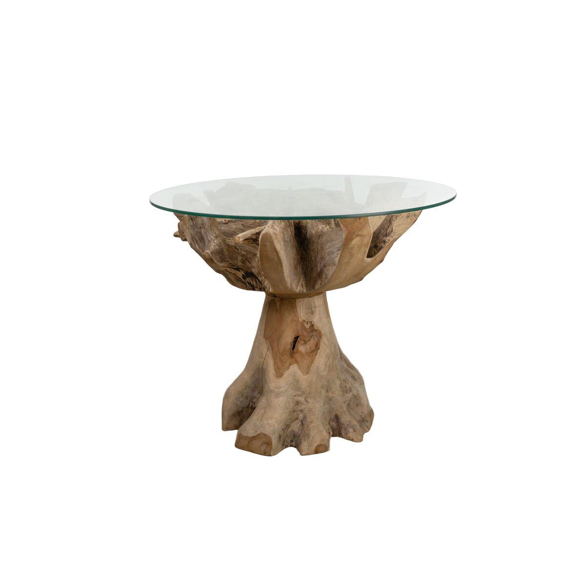 Mesa auxiliar Romimex Natural Vidrio madera de teca 80 x 75 x 80 cm
