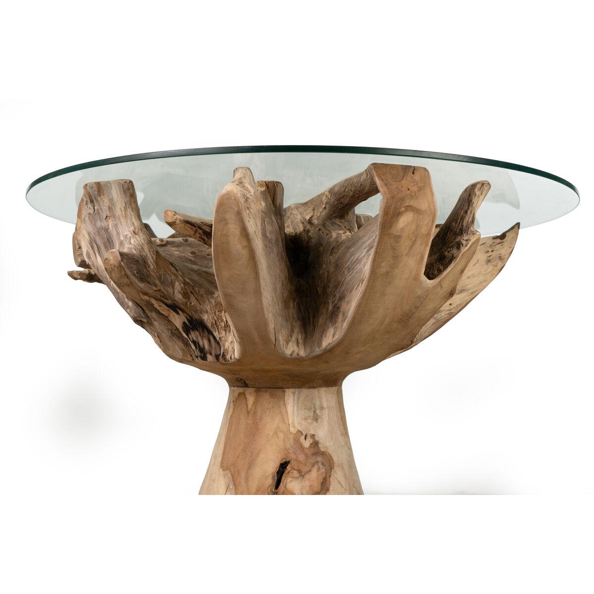 Mesa auxiliar Romimex Natural Vidrio madera de teca 80 x 75 x 80 cm