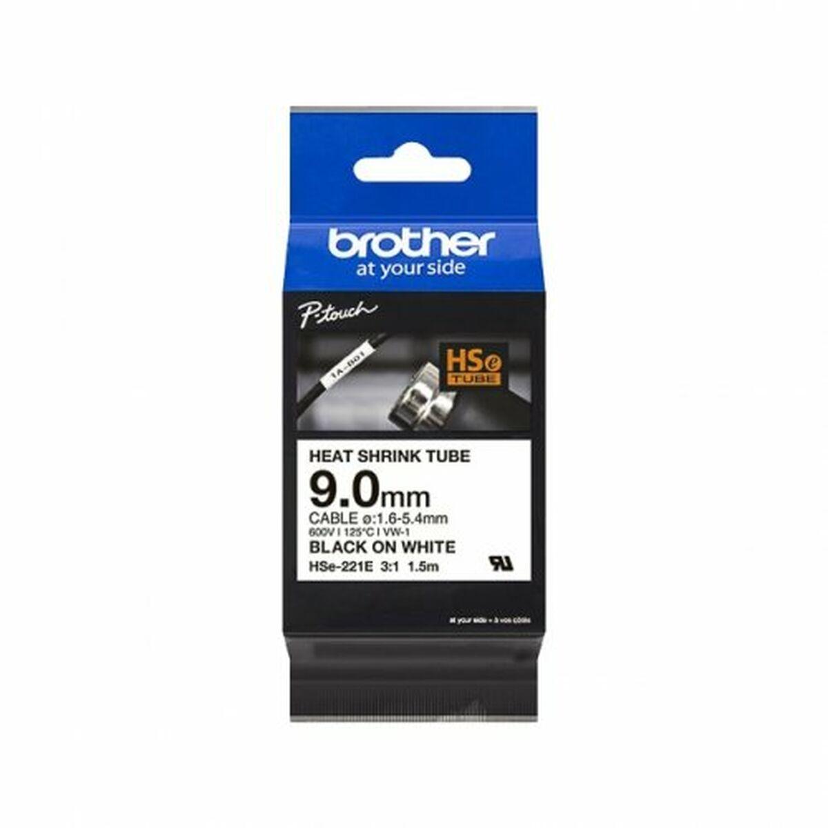 Kit Tubo Termoretráctil Brother HSE221E 9 mm 1,5 m Negro/Blanco