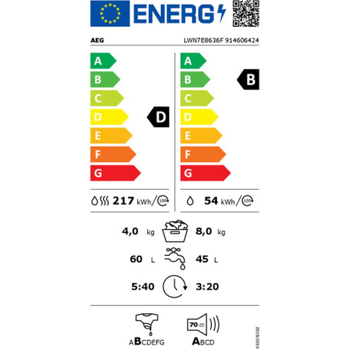 Lavadora - Secadora AEG LWN7E8636F 1600 rpm
