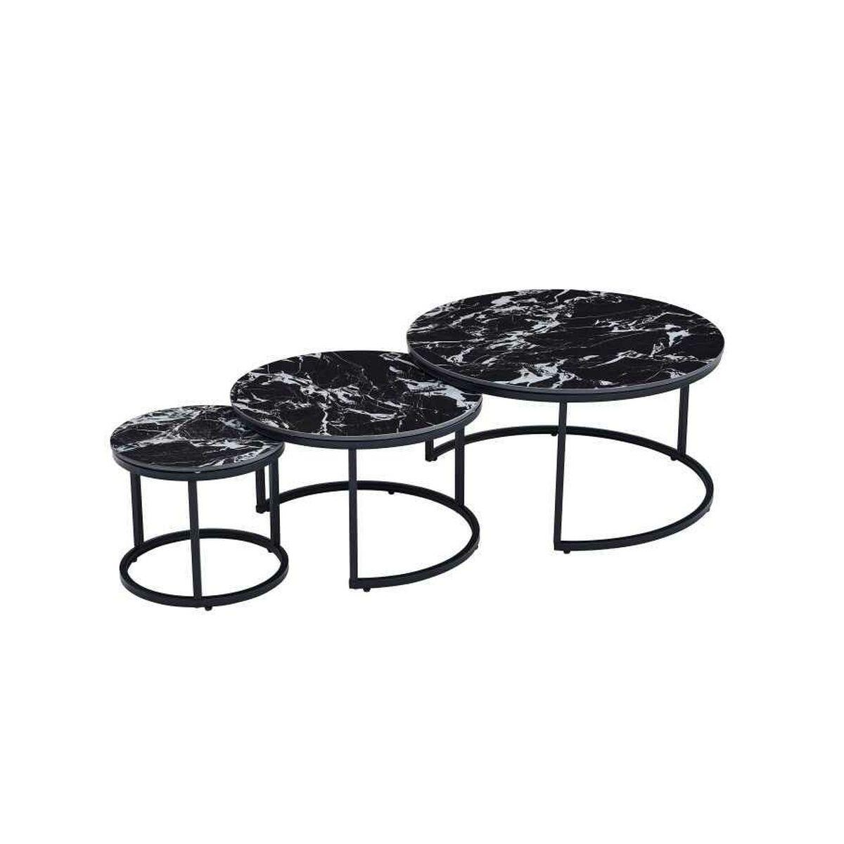 Mesita Auxiliar Home ESPRIT Negro 80 x 80 x 1 cm