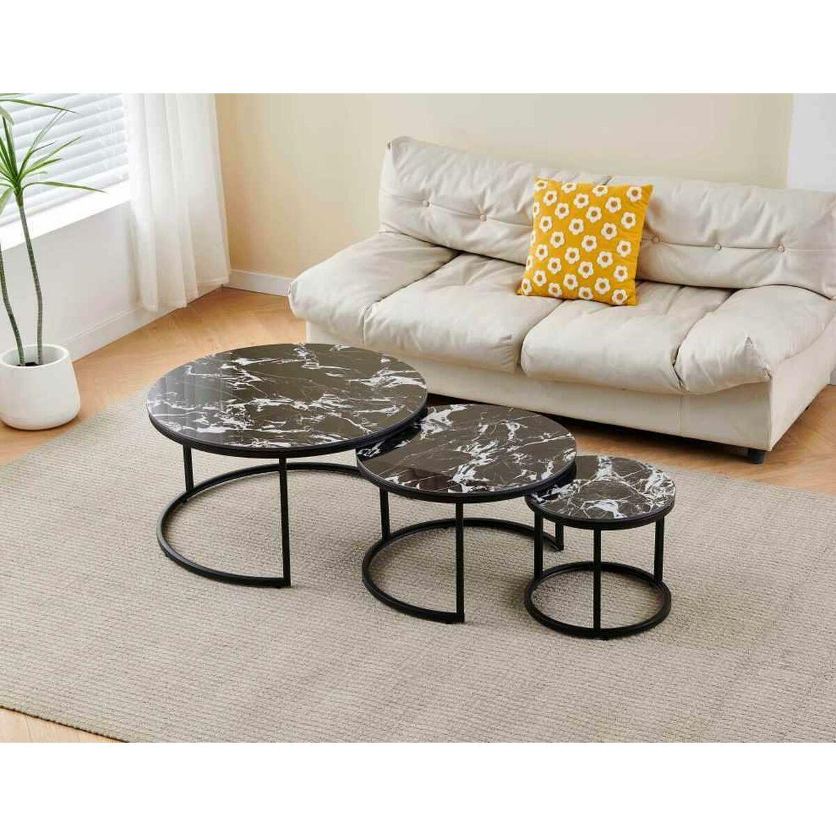 Mesita Auxiliar Home ESPRIT Negro 80 x 80 x 1 cm