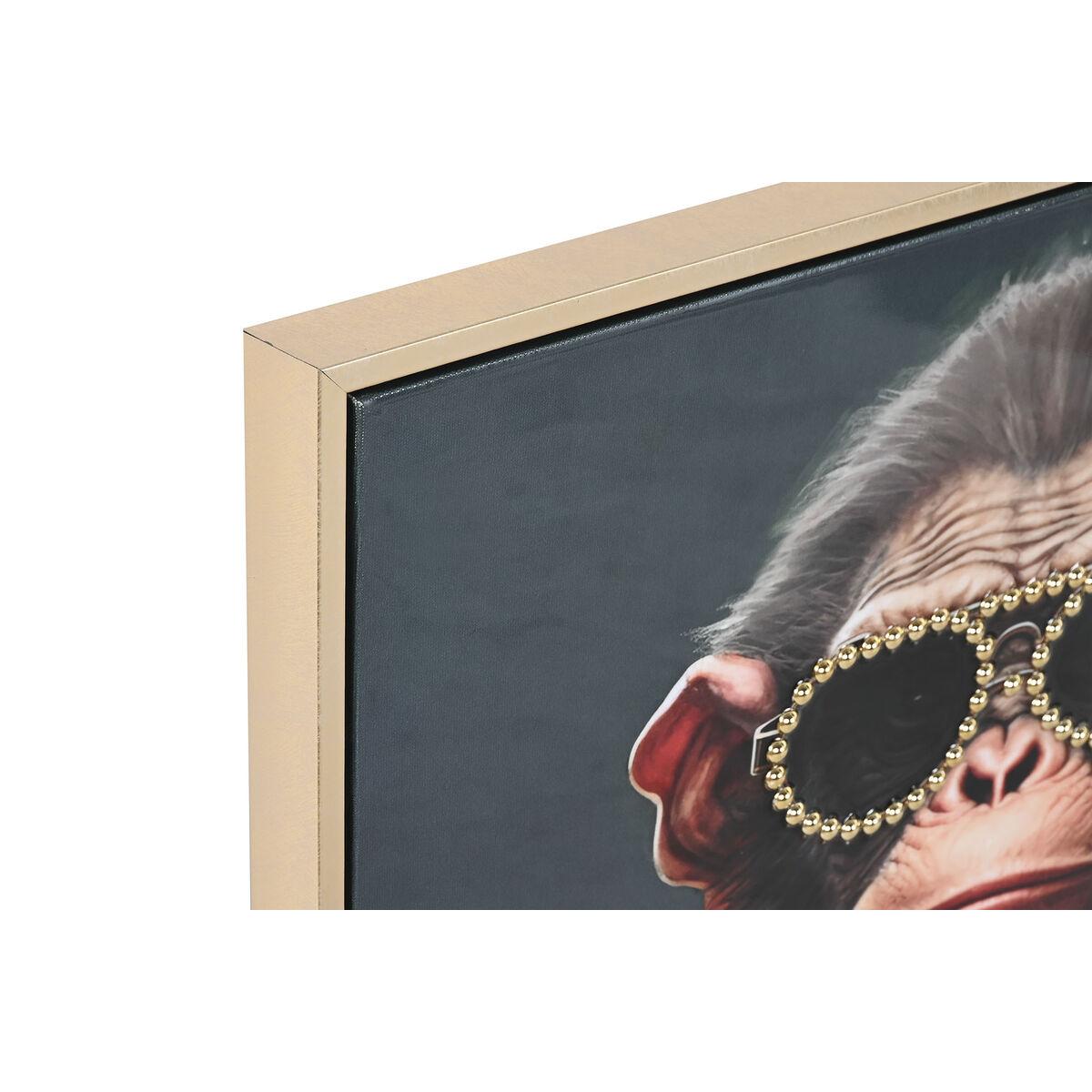 Cuadro Home ESPRIT Poliestireno Lienzo Moderno Lacado Chimpancé 52,5 x 3 x 72,5 cm (2 Unidades)