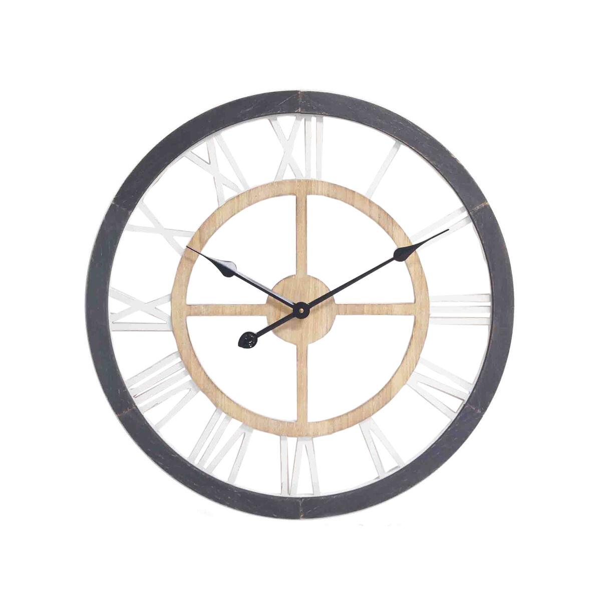 Reloj de Pared Romimex Blanco Negro Madera 60 x 60 x 5 cm