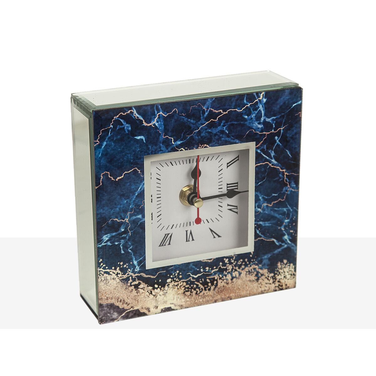 Reloj de Mesa Romimex Azul Dorado Vidrio 14 x 14 x 5 cm