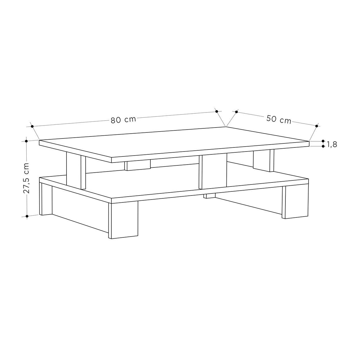 Mesa de Centro Alexandra House Living Blanco Madera MDP 80 x 28 x 50 cm Doble altura