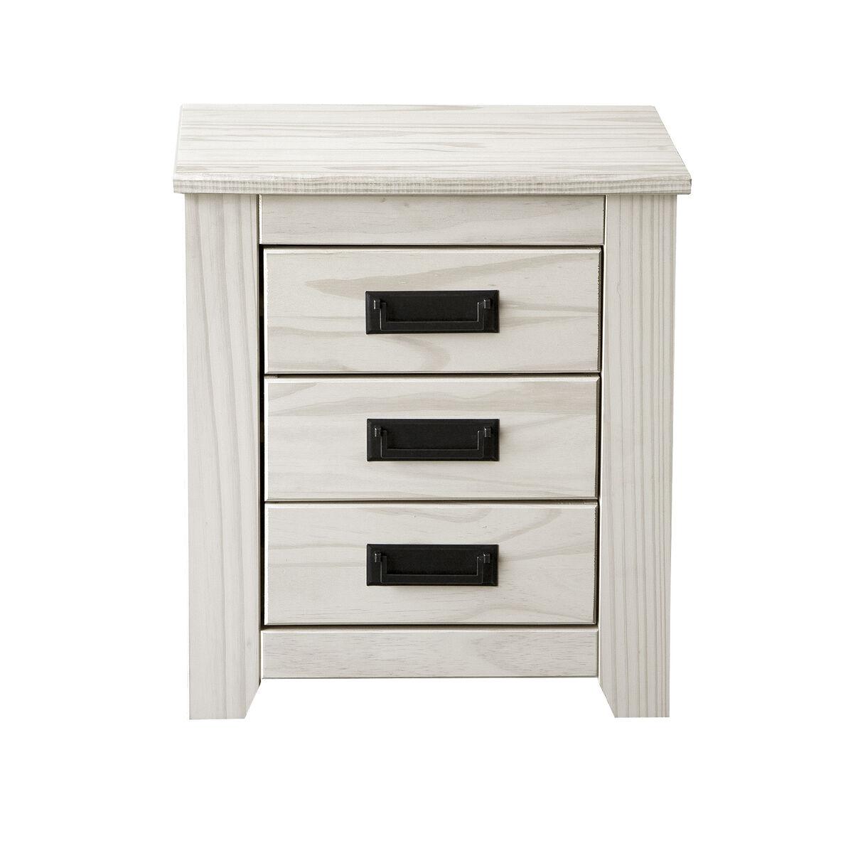 Mesita de Noche Alexandra House Living Blanco Metal Madera de pino 43 x 50 x 32 cm 3 cajones