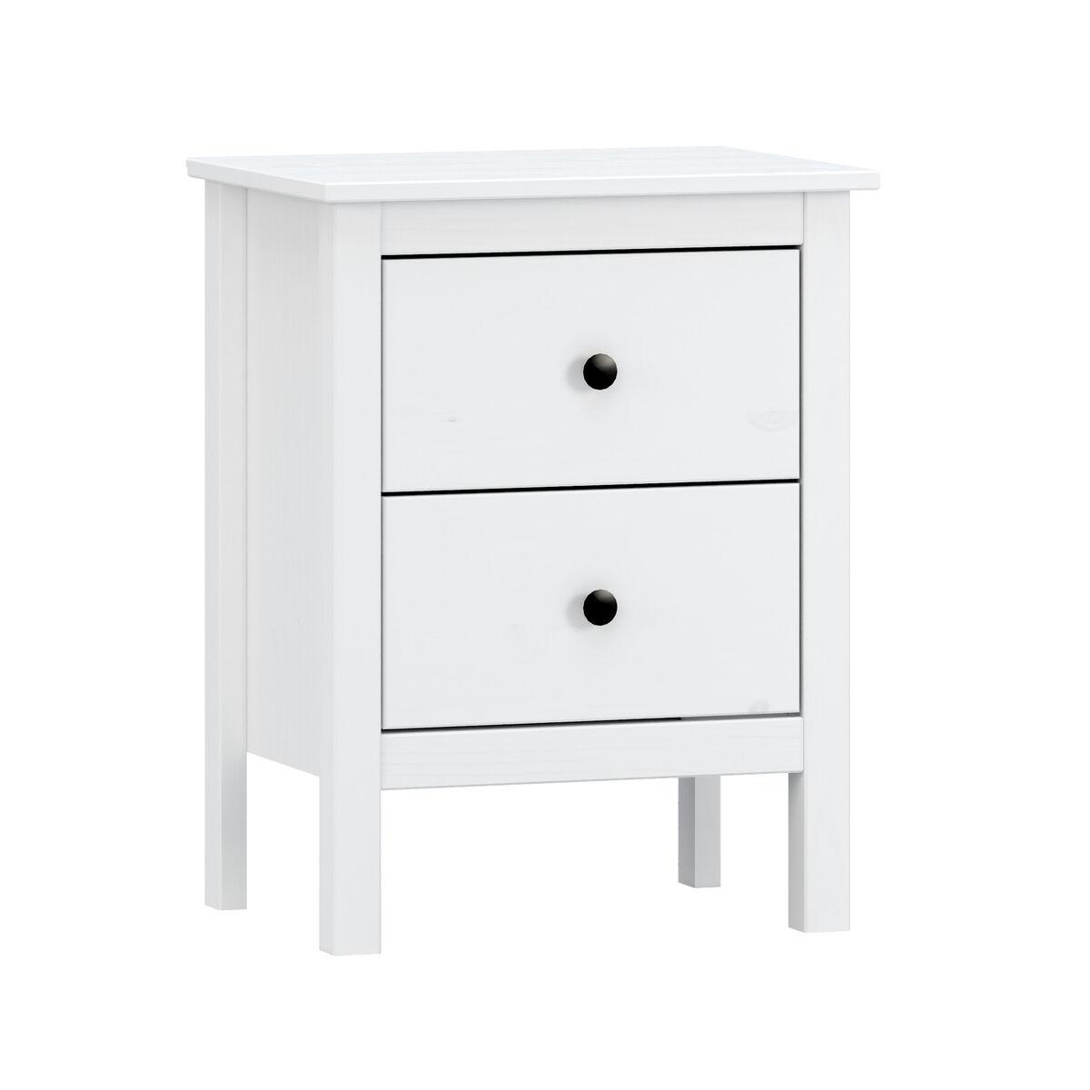 Mesita de Noche Alexandra House Living Blanco Metal Madera de pino 48 x 62 x 36 cm 2 cajones