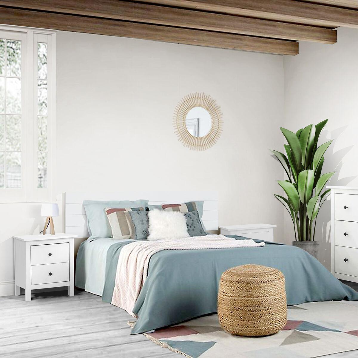 Mesita de Noche Alexandra House Living Blanco Metal Madera de pino 48 x 62 x 36 cm 2 cajones