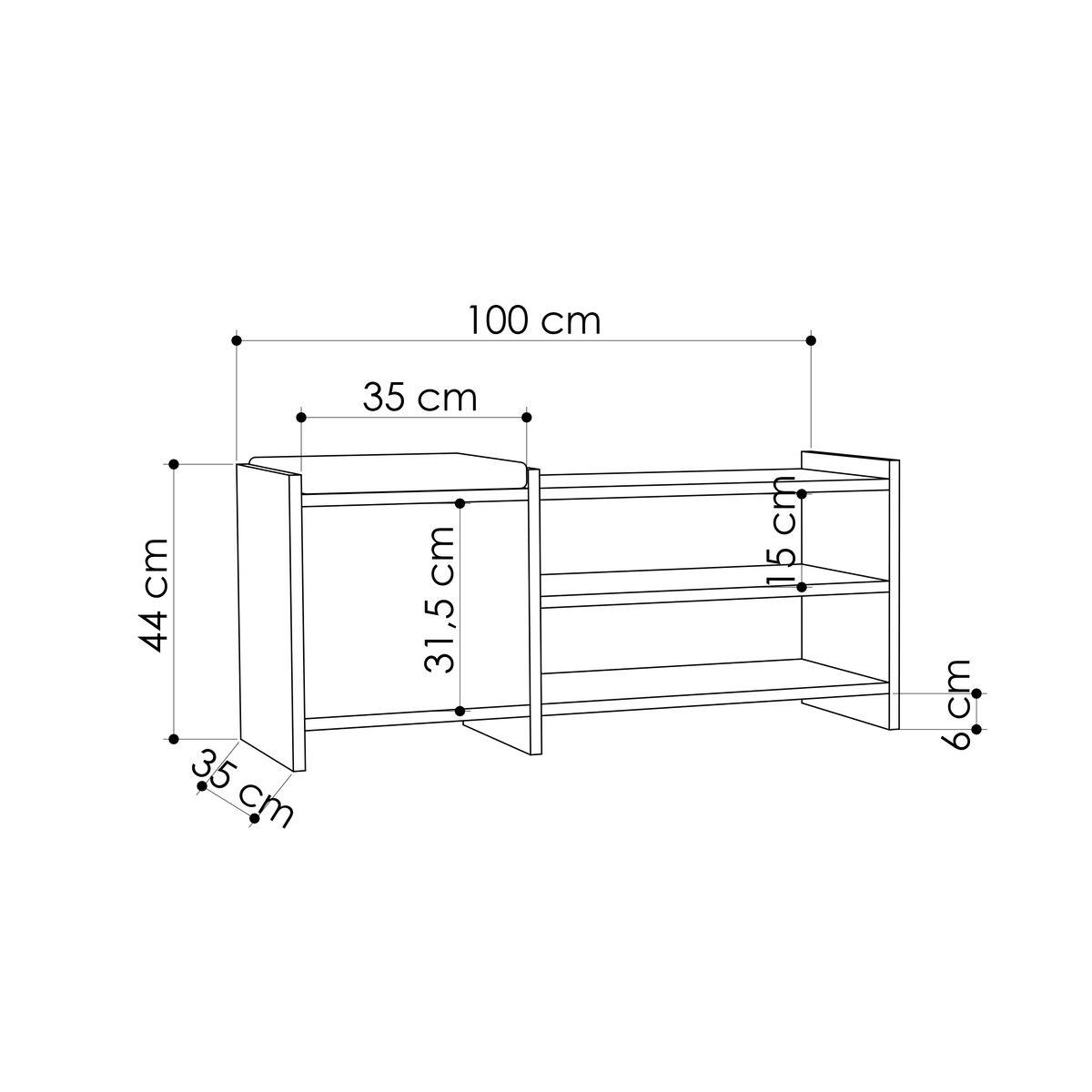 Banco zapatero Alexandra House Living Marrón Gris 100 x 44 x 35 cm 2 Estantes 1 puerta