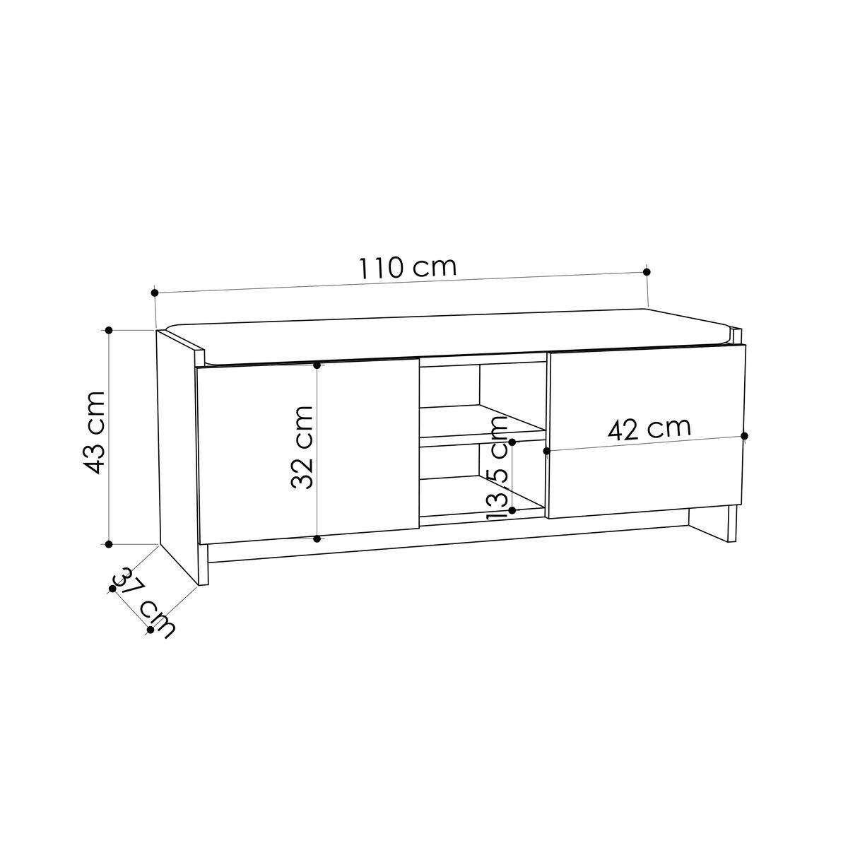 Banco zapatero Alexandra House Living Marrón Gris 110 x 43 x 37 cm 2 puertas