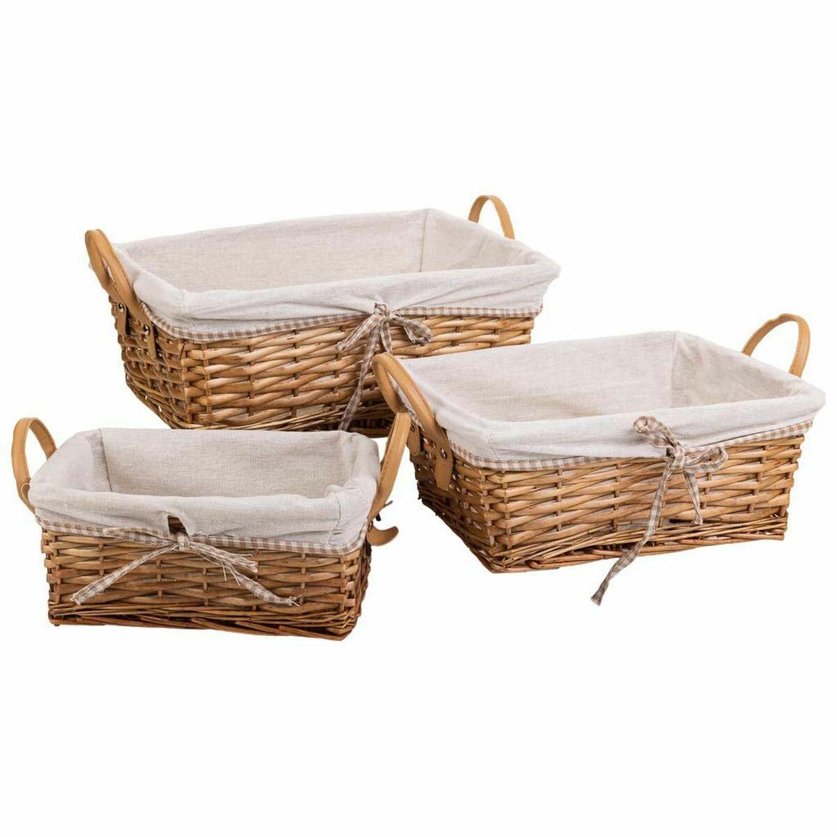 Juego de Cestos Alexandra House Living Mimbre Madera de sauce 29 x 20 x 12 cm 30 x 16 x 42 cm 34 x 16 x 14 cm 3 Piezas