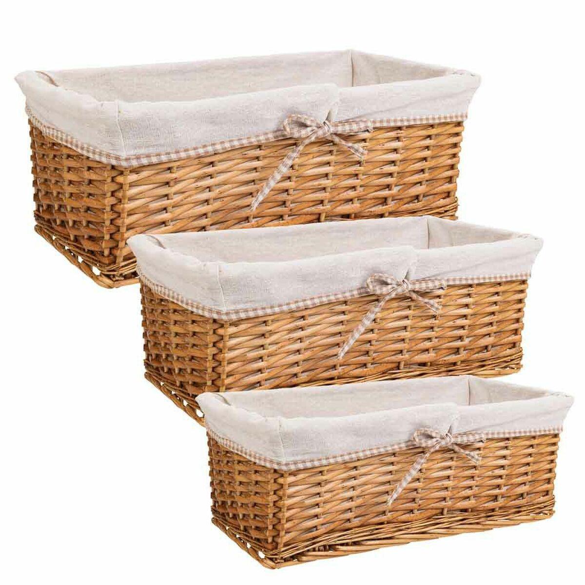 Juego de Cestos Alexandra House Living Mimbre Madera de sauce 25 x 17 x 48 cm 42 x 20,5 x 15 cm 35 x 16 x 14 cm 3 Piezas