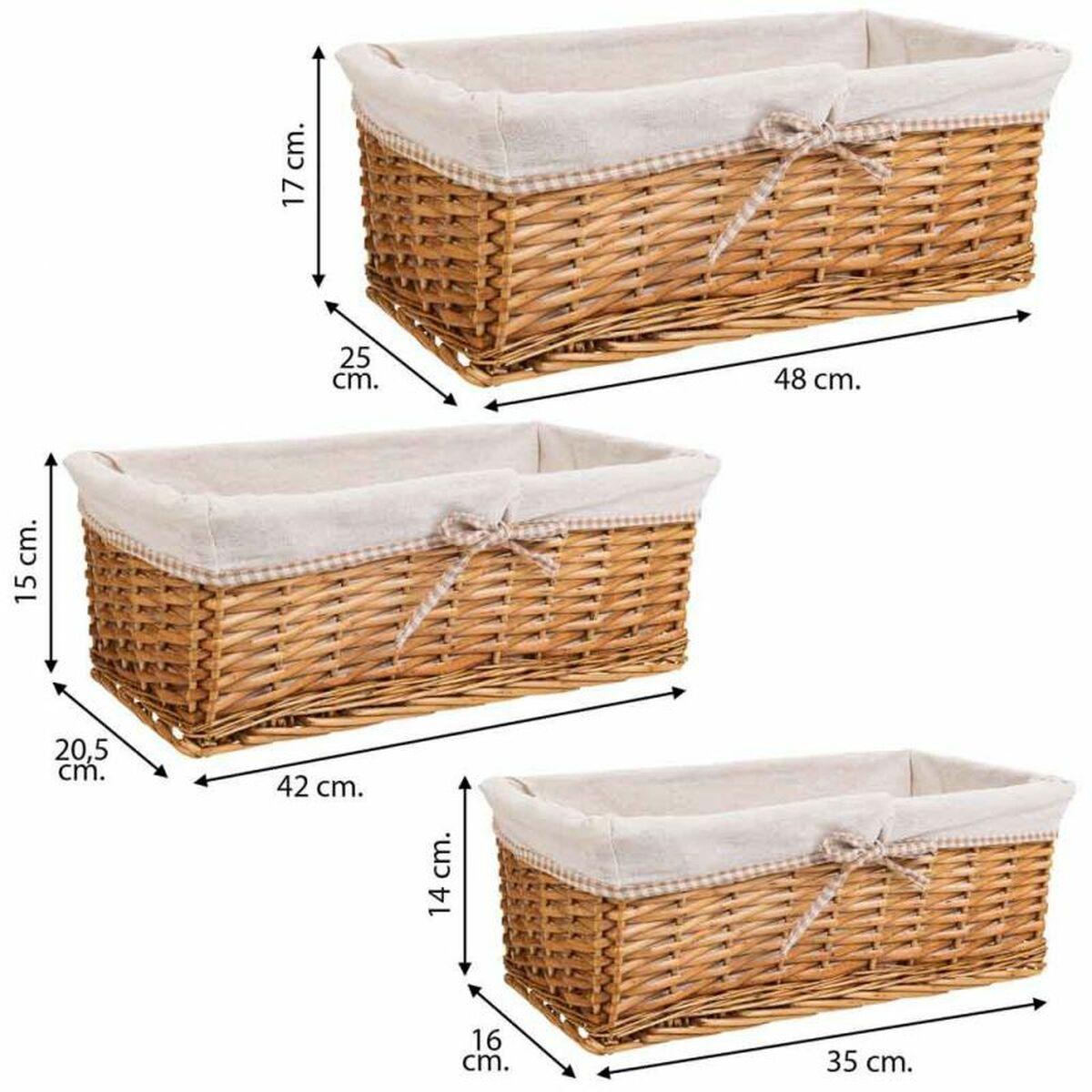 Juego de Cestos Alexandra House Living Mimbre Madera de sauce 25 x 17 x 48 cm 42 x 20,5 x 15 cm 35 x 16 x 14 cm 3 Piezas