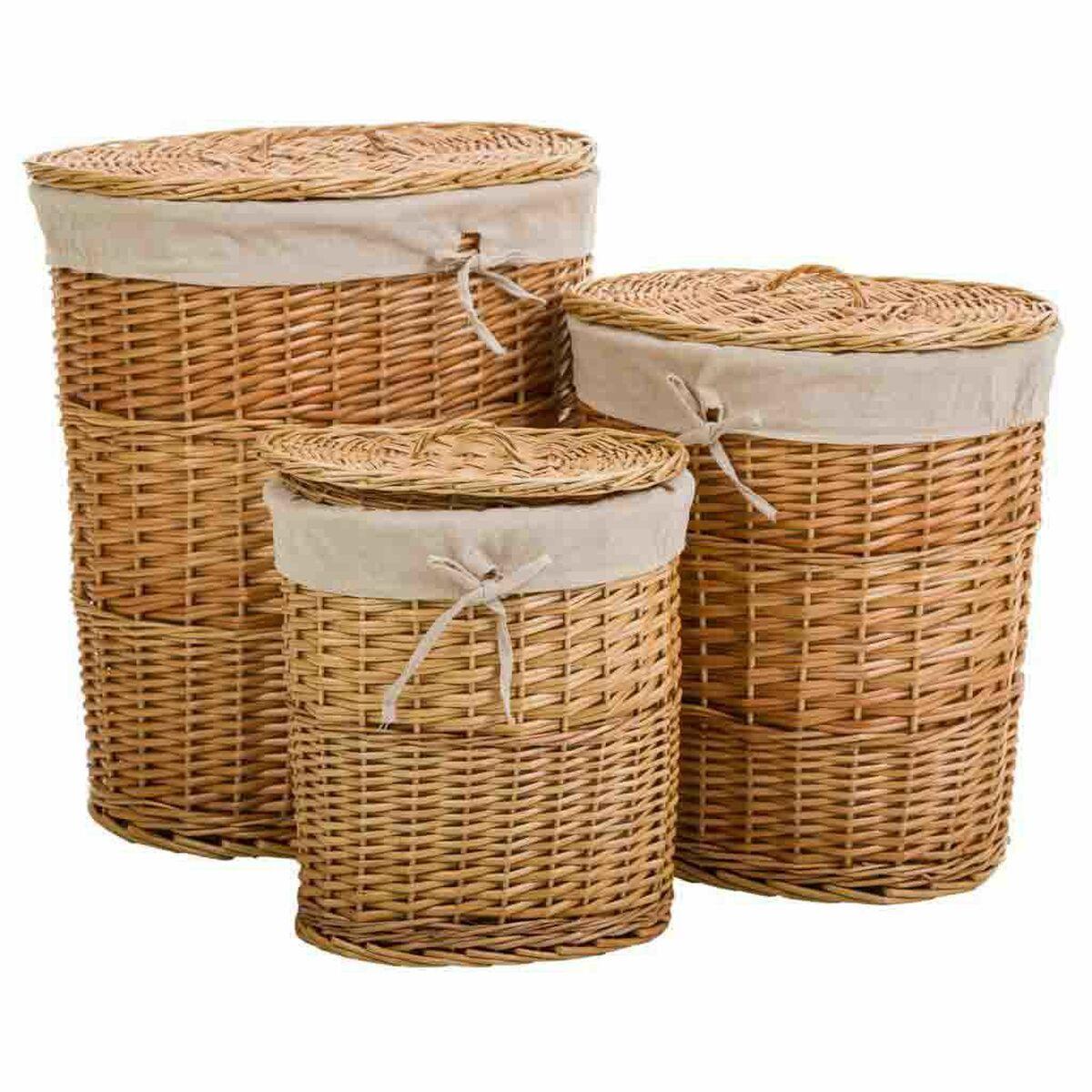 Cesto para la Ropa Sucia Alexandra House Living Natural Mimbre Madera de sauce 39 x 54 x 50 cm 42 x 31 x 44 cm 32 x 23 x 35 cm 3