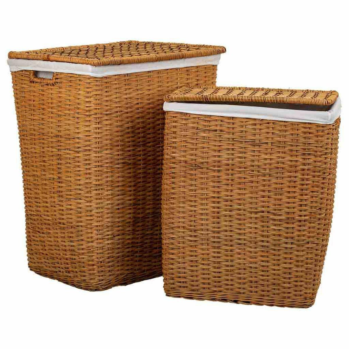 Cesto para la Ropa Sucia Alexandra House Living Marrón Poliéster Ratán 33 x 59 x 47 cm 51 x 40 x 26 cm 2 Piezas