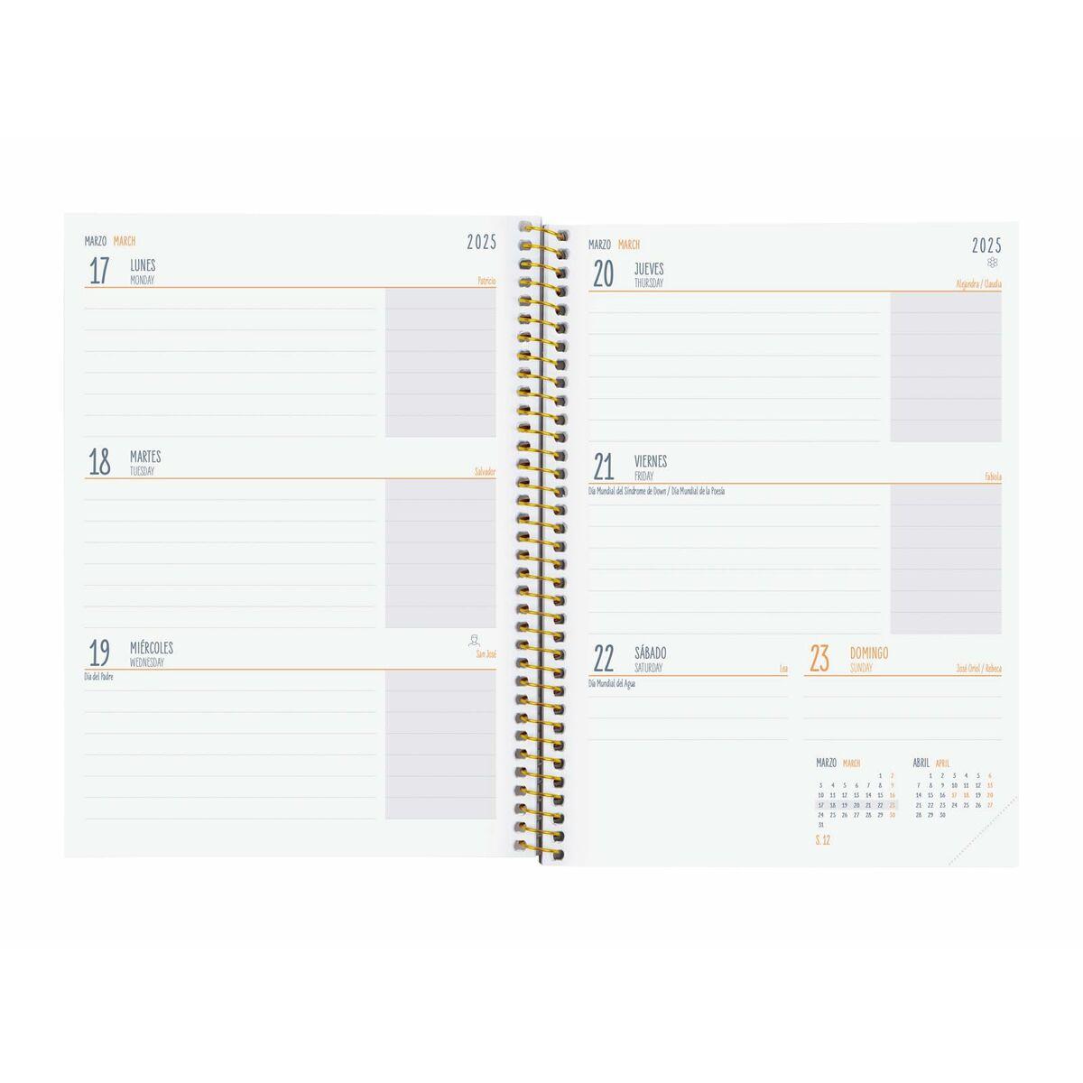 Agenda Finocam 4º SVH Morado Multicolor Cuarto 15,5 x 21,2 cm 2024-2025